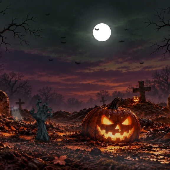 Moonlit Jubs Graveyard artwork used in the Halloween clock preview